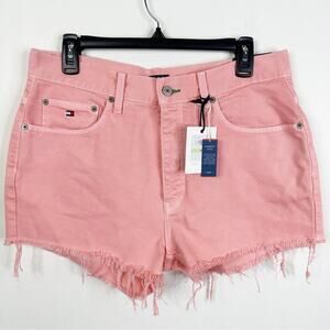 NEW Tommy Jeans Pink Cut Off High Waist Cotton Shorts Women's Size 30